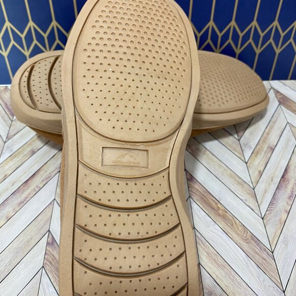 Mens Tan Suede Slip-On Slippers With Faux Shearling Lining & Rubber Sole NWOT - Picture 11 of 12